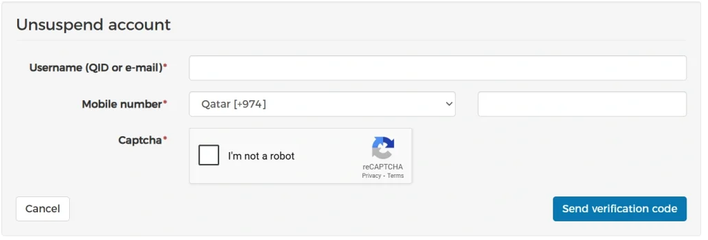 tawtheeq qatar unsuspend account
